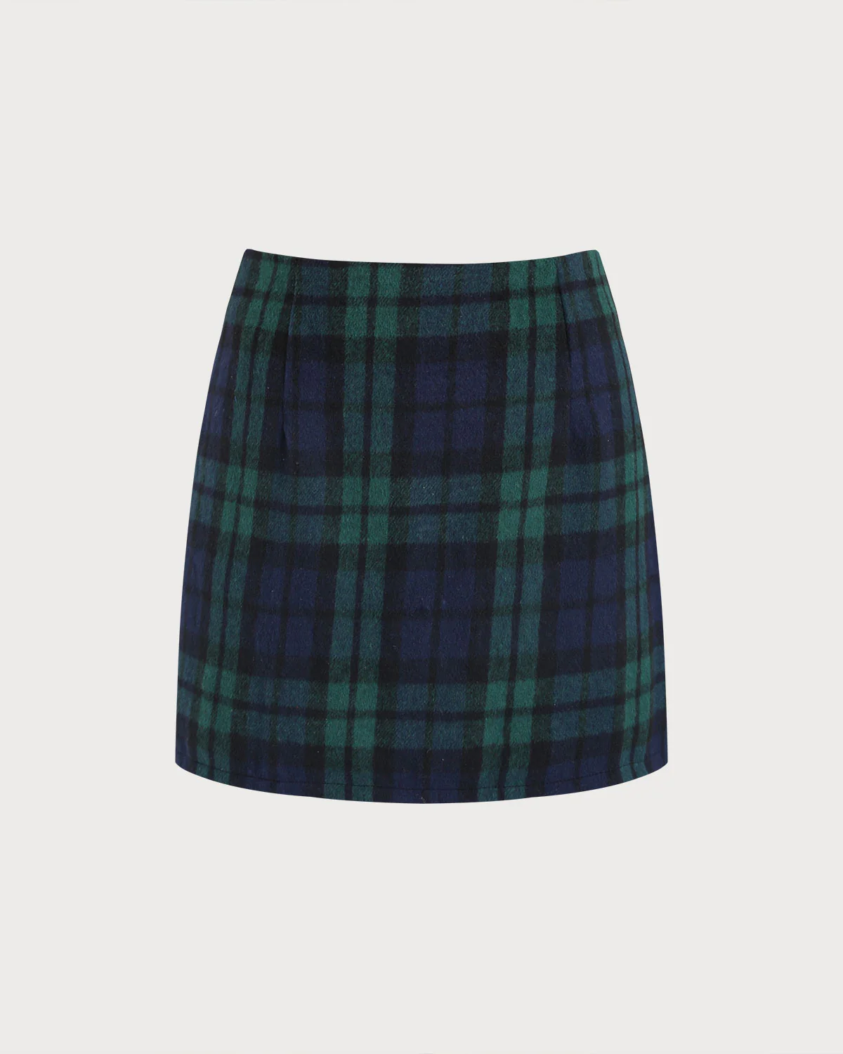 Green Plaid Straight Mini Skirt