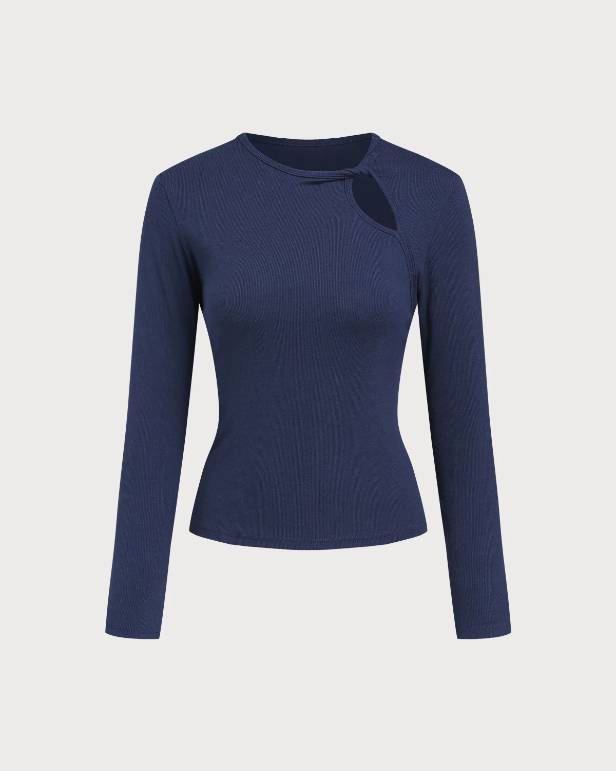 Navy Cut Out Slim Knit Tee