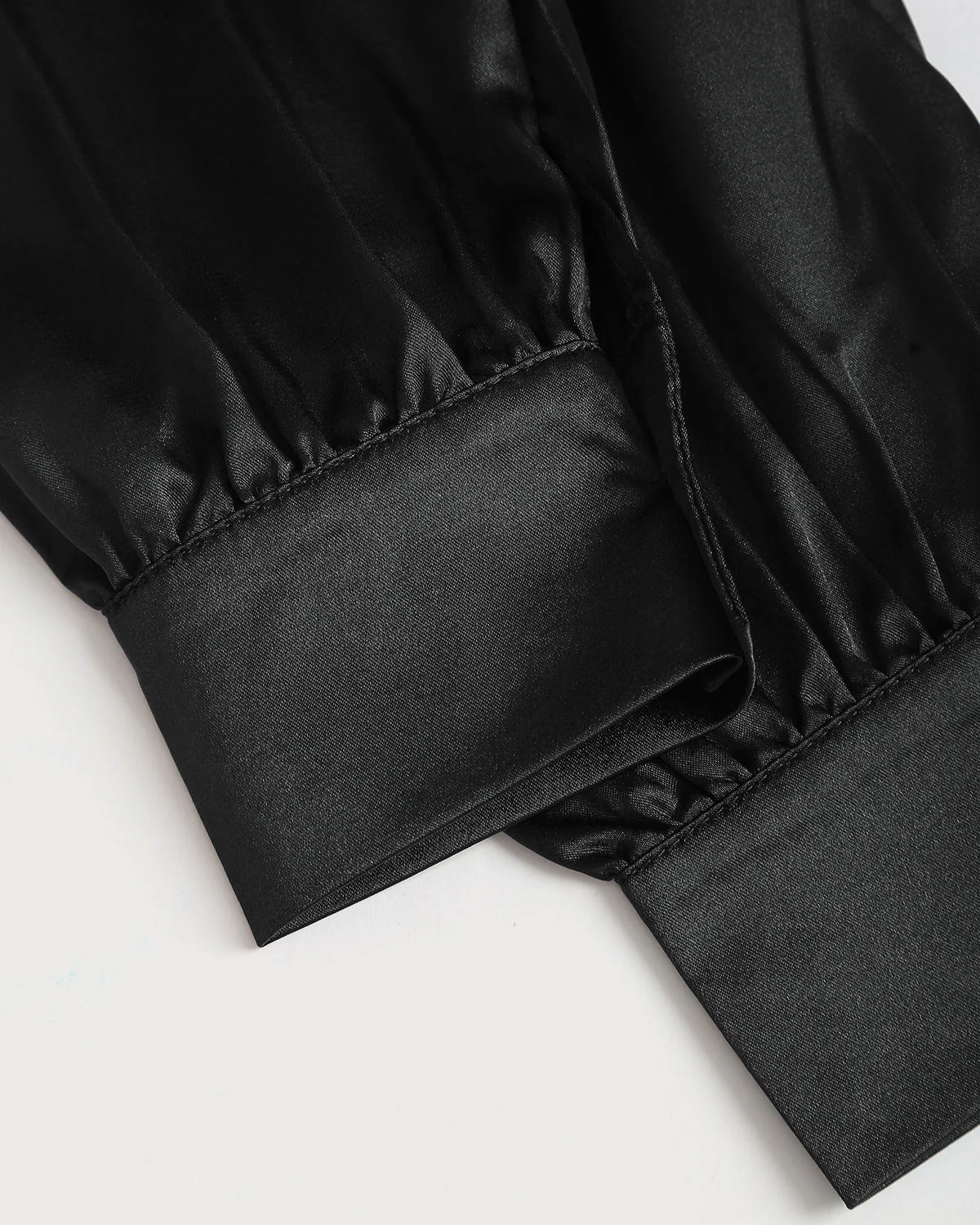 Black Satin V Neck Shirt