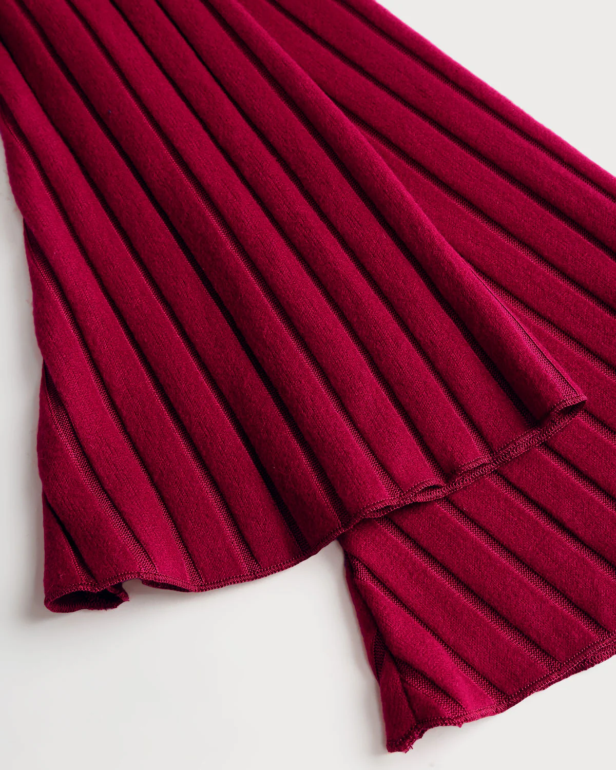 Red Knit V Neck Bell Sleeve Tee