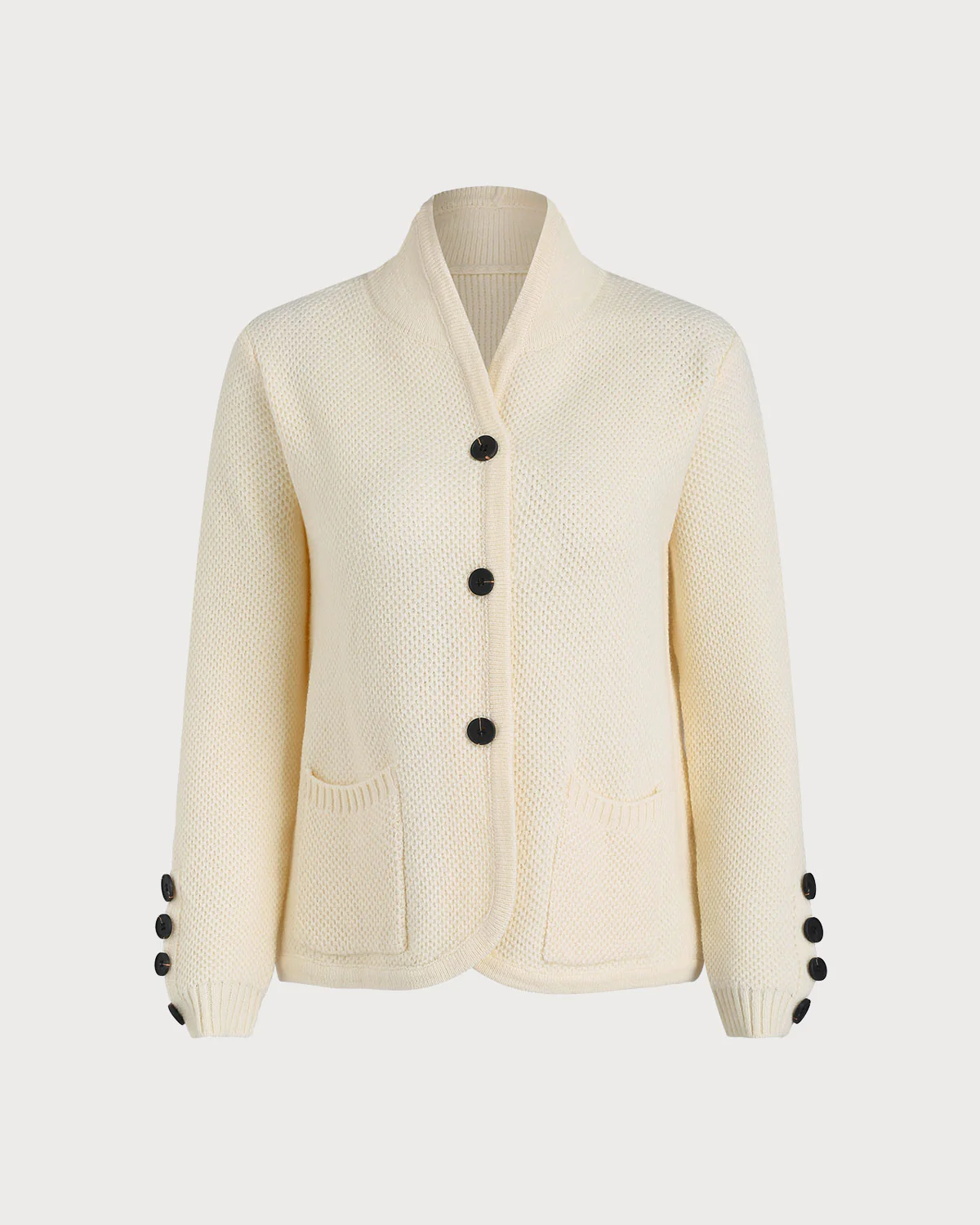 White V Neck Single Breasted Cardigan