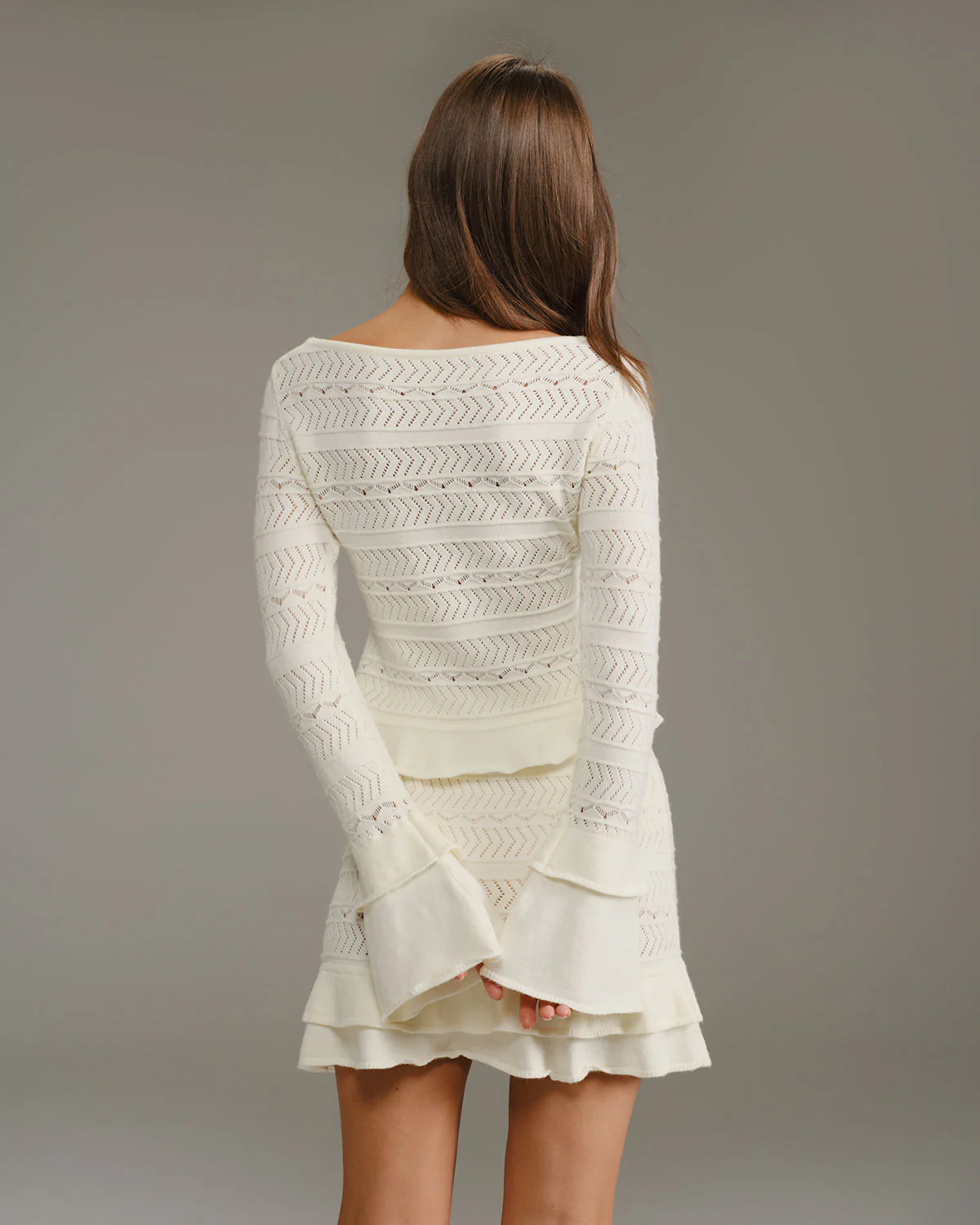 Beige Ruffle Bell Sleeve Tee