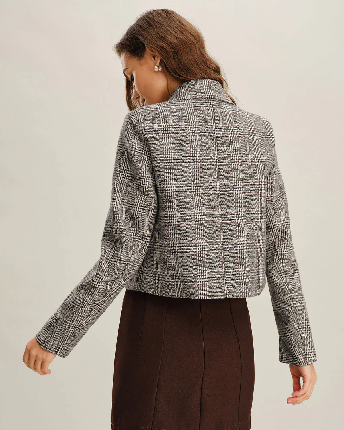 Khaki Plaid Single Breasted Jacket