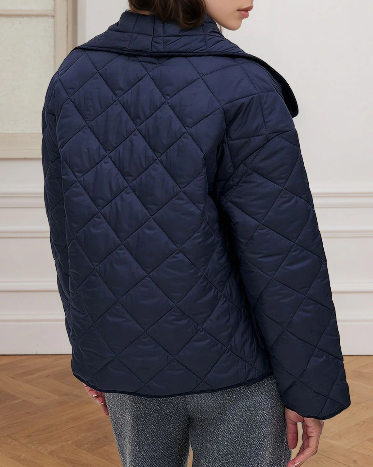 Blue Loose Drawstring Jacket