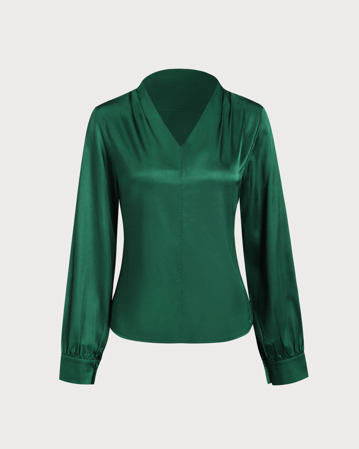 Green Satin V Neck Shirt