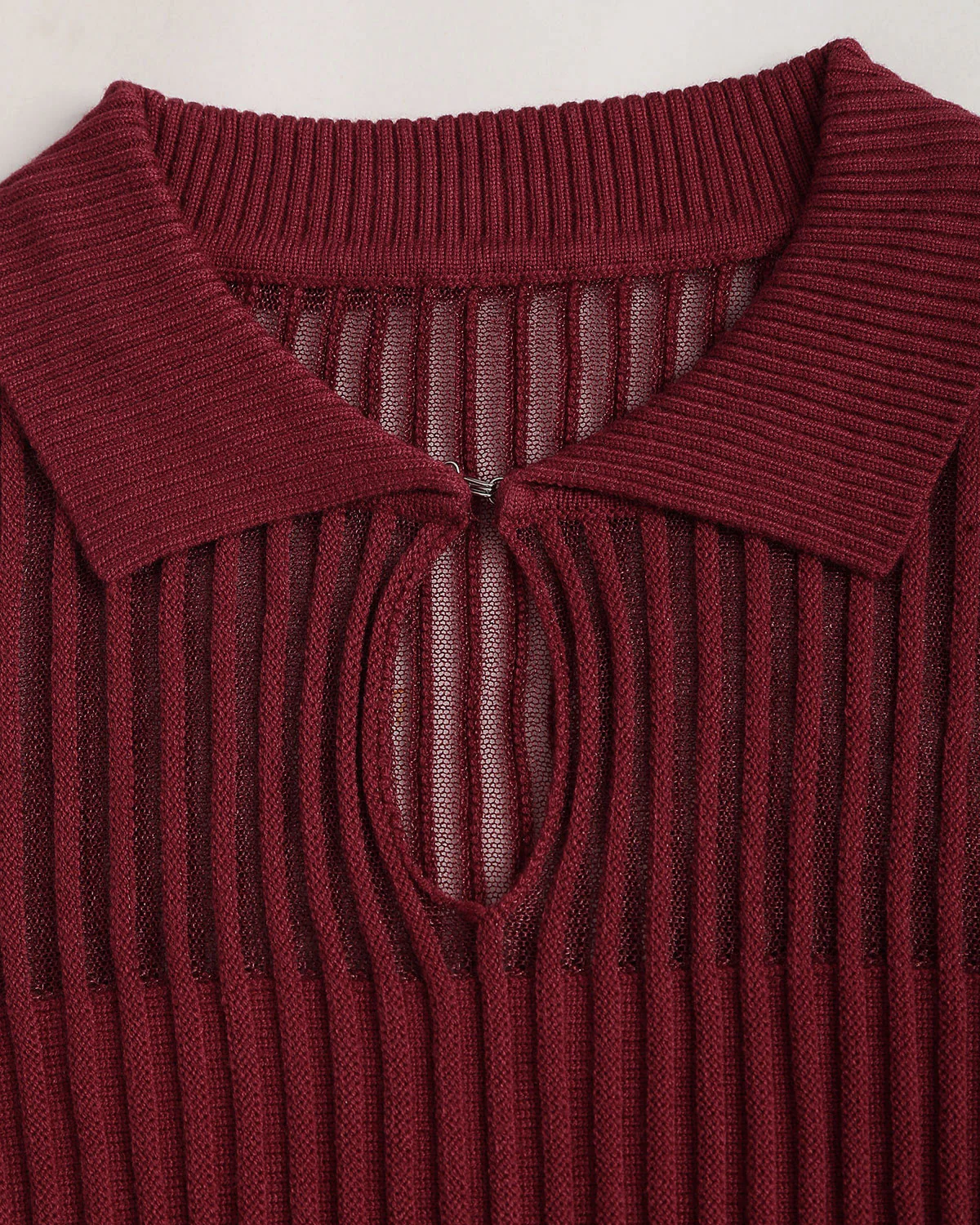 Wine Red Sheer Slim Knit Tee