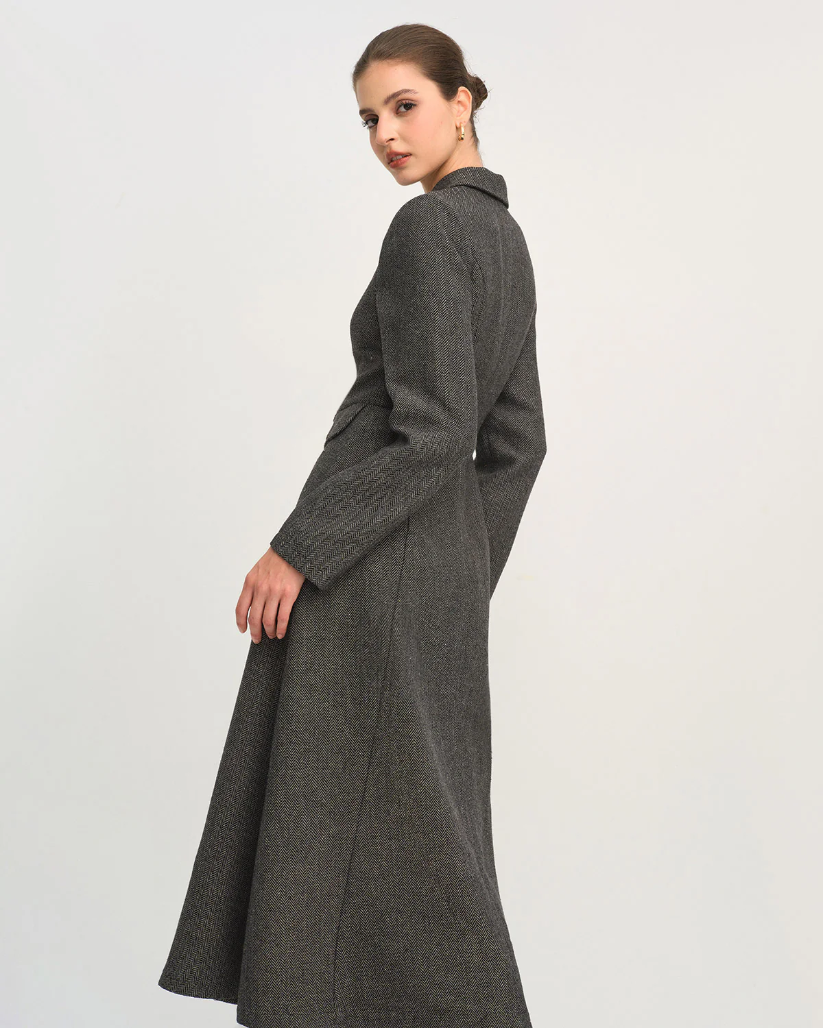 Grey A-Line Button Maxi Dress