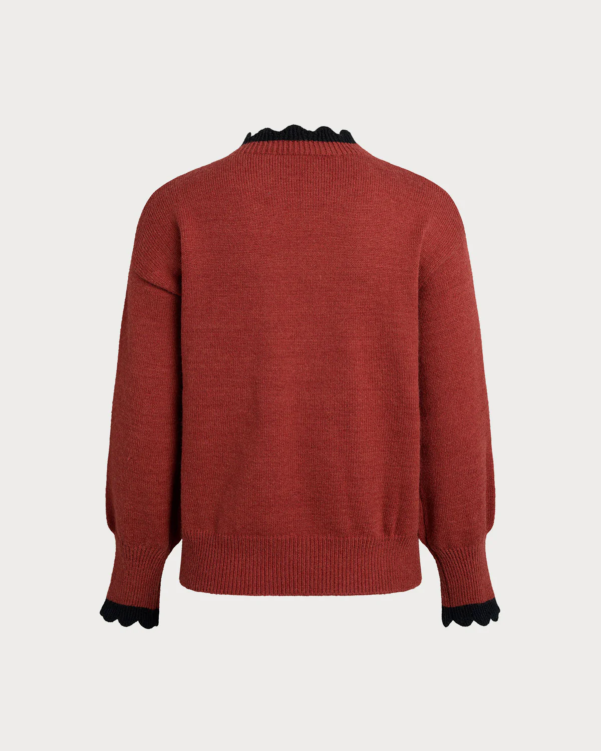 Wine Red  Contrasting Loose Sweater