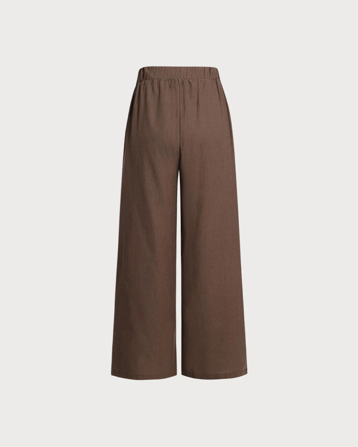 Coffee Elastic Waist Wide Leg Pants