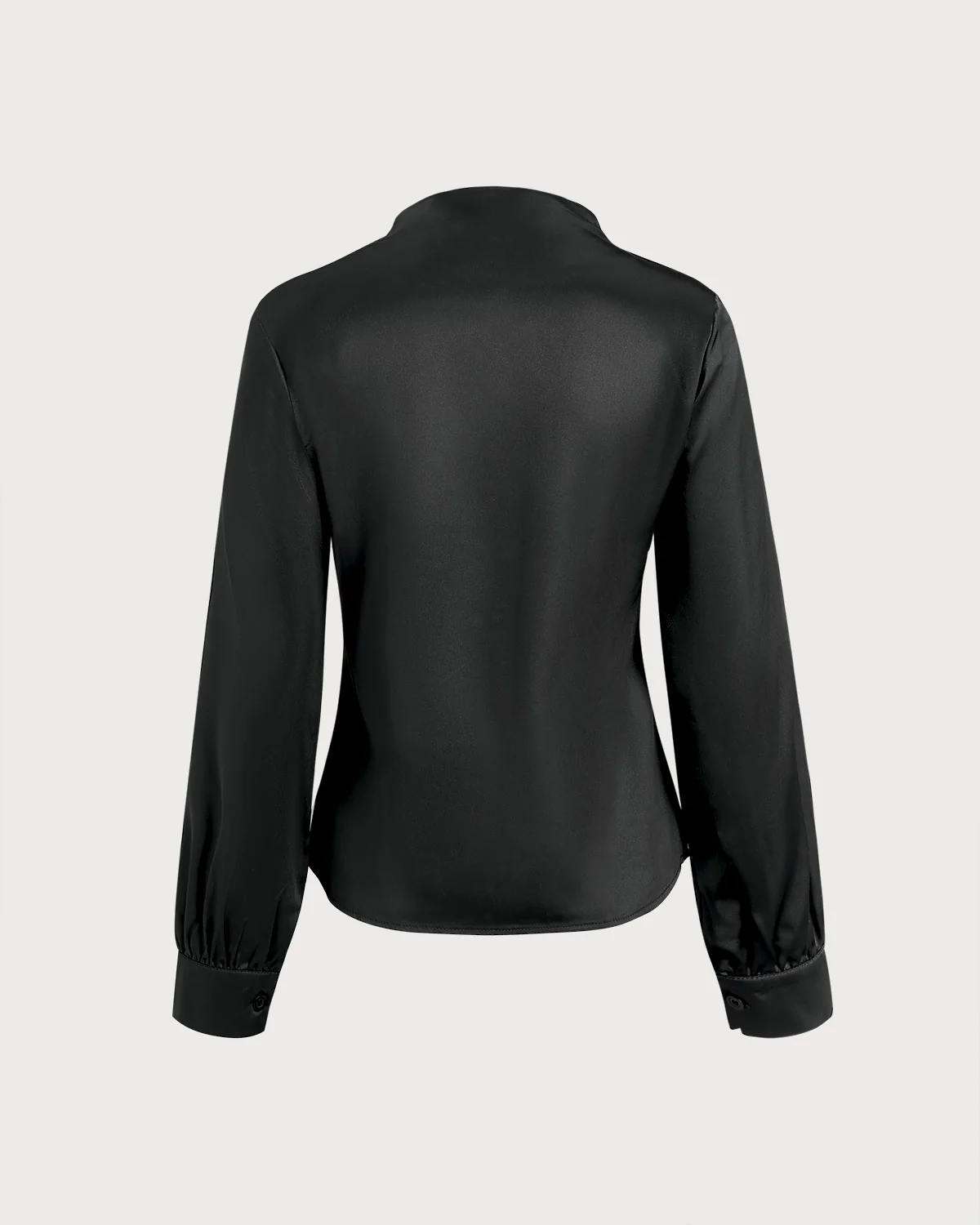 Black Satin V Neck Shirt