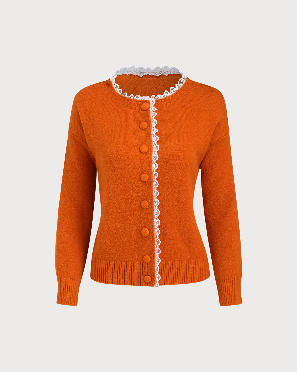 Orange Contrasting Knit Cardigan