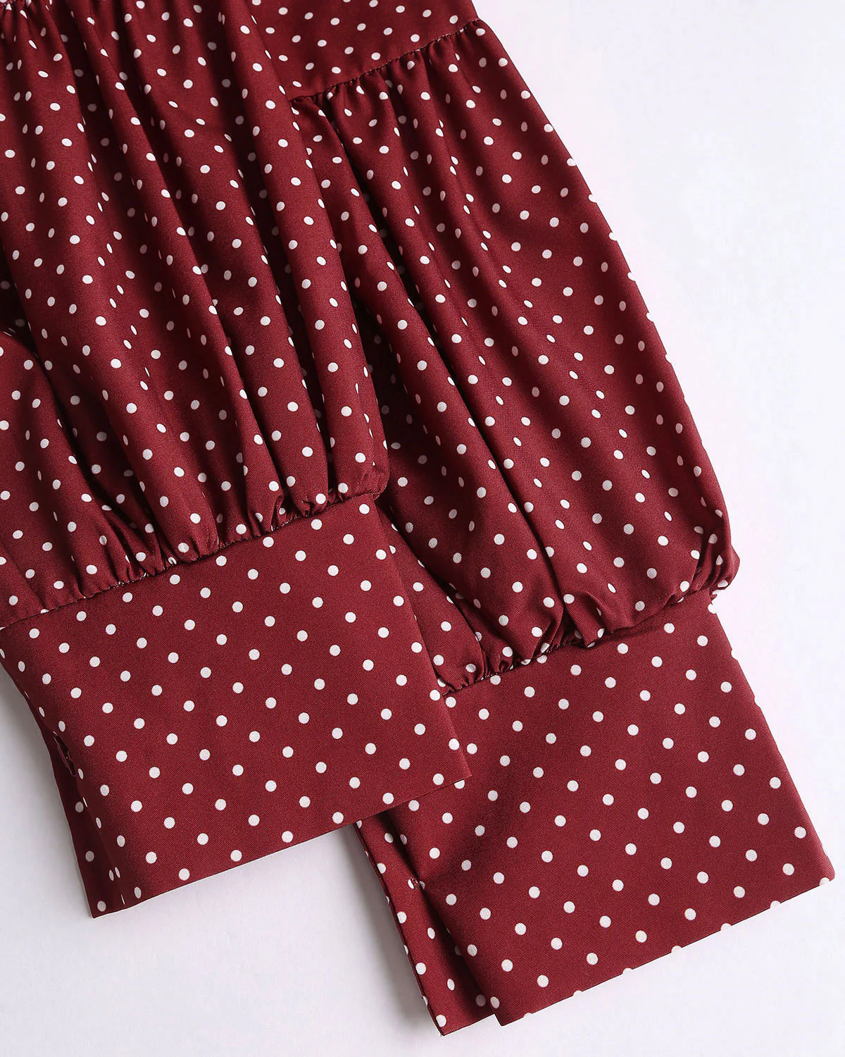 Red V Neck Polka Dot Blouse