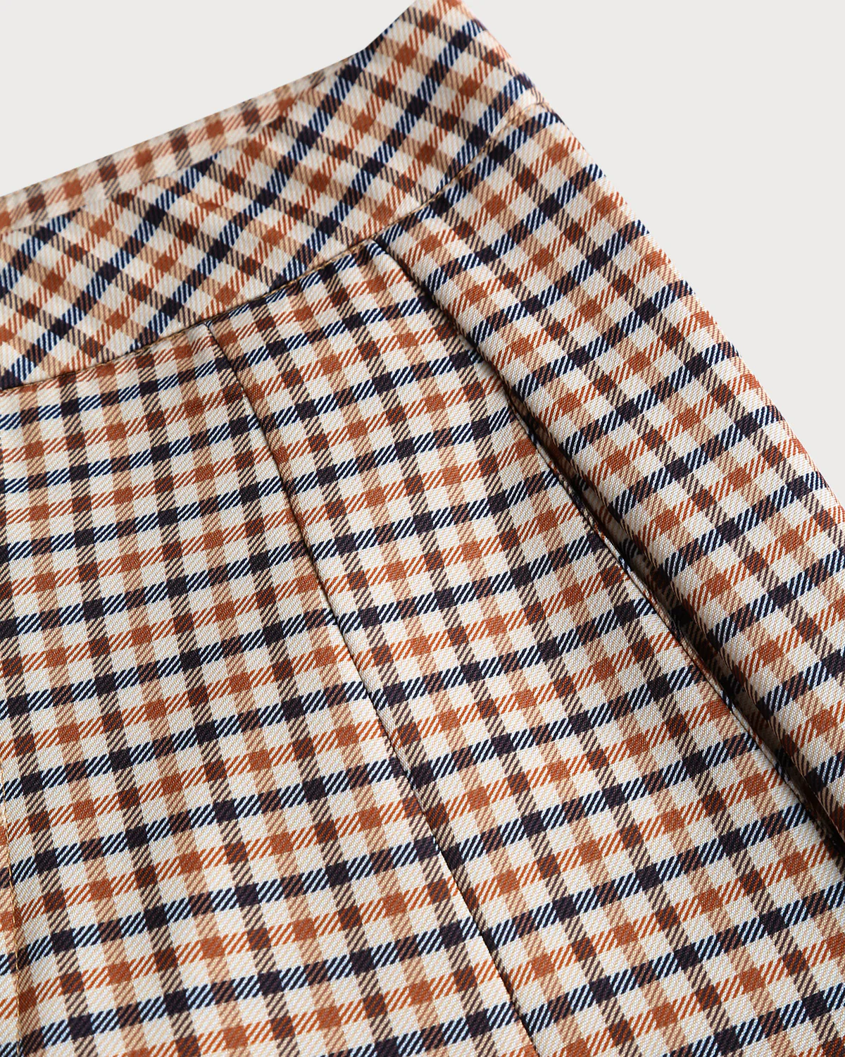 Khaki Plaid Casual Straight Pants