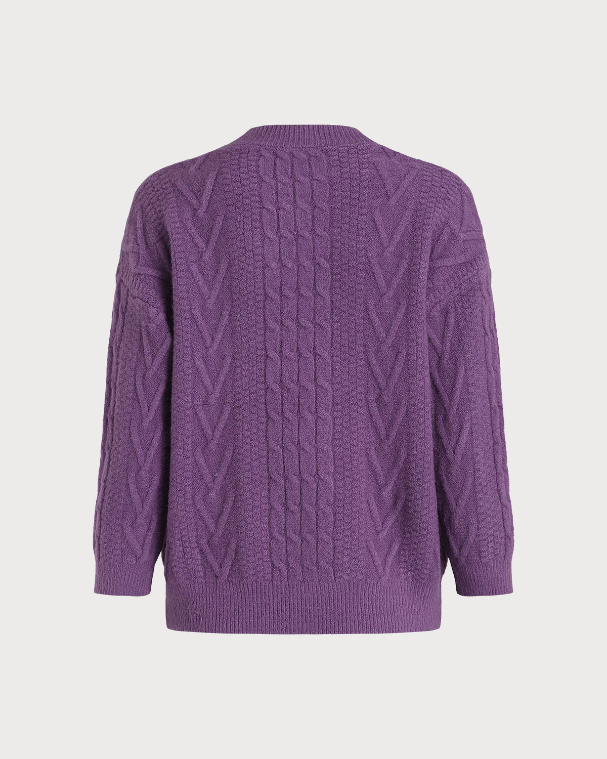 Purple Round Neck Loose Sweater