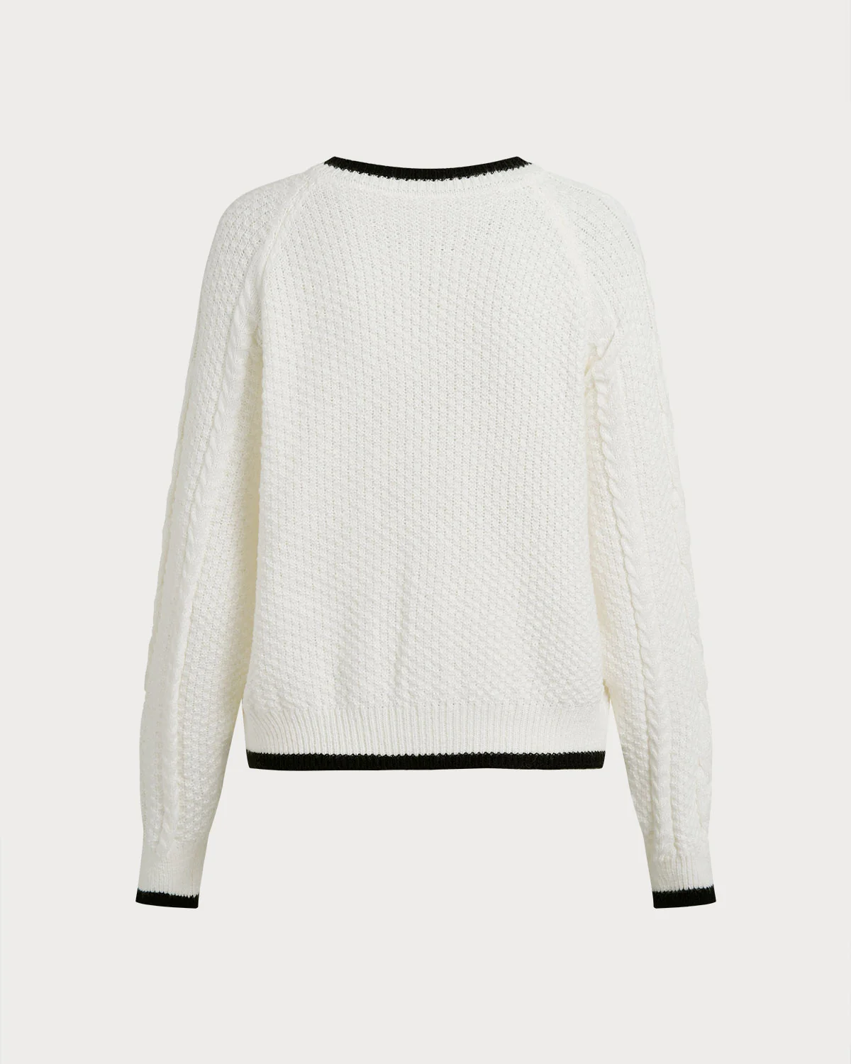 White Contrasting Single Breasted Knit Cardigan