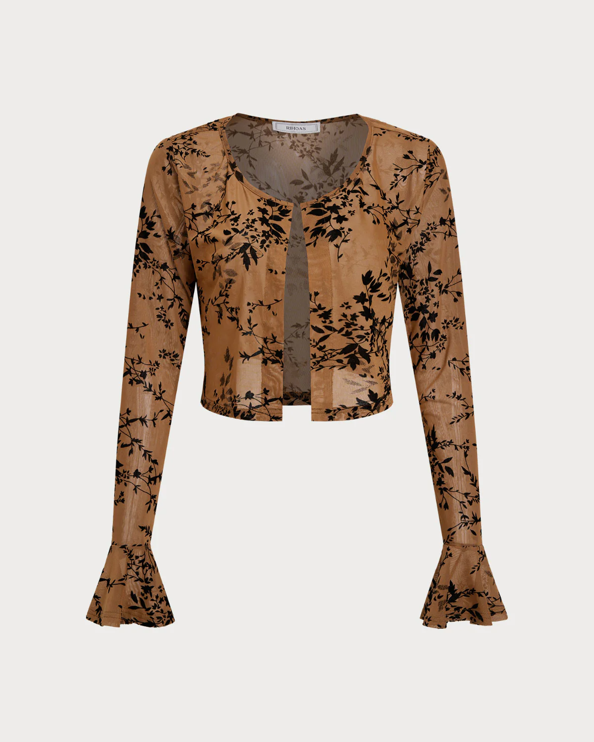 Brown Floral Two-piece Midi Dress