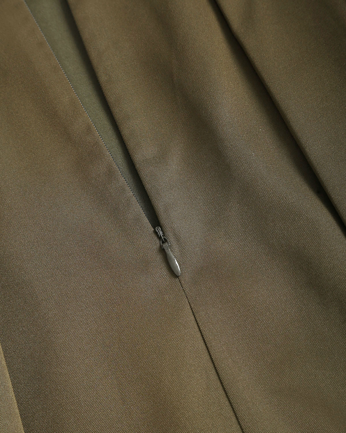 Army Green Pleated A-Line Midi Skirt