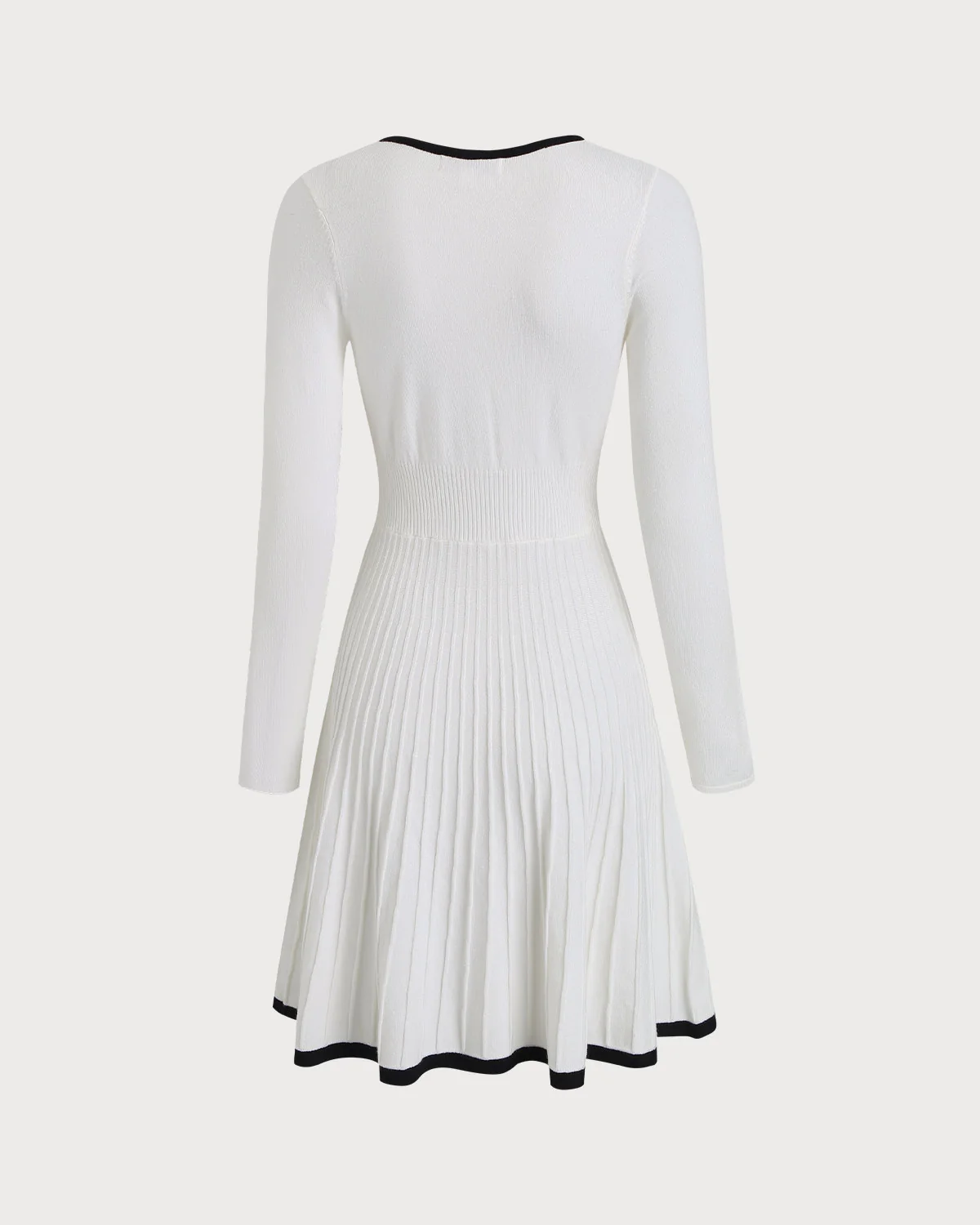 White Contrasting A-Line Sweater Dress