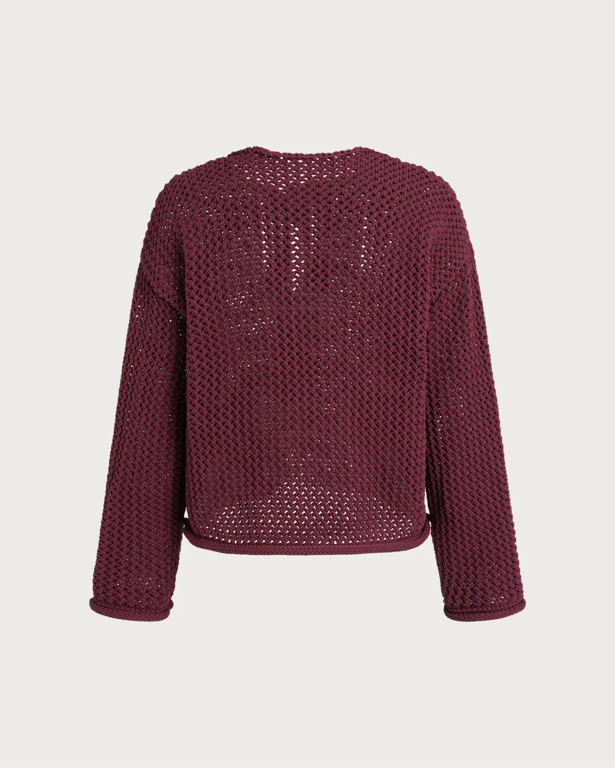 Wine Red Single Breasted Knit Cardigan