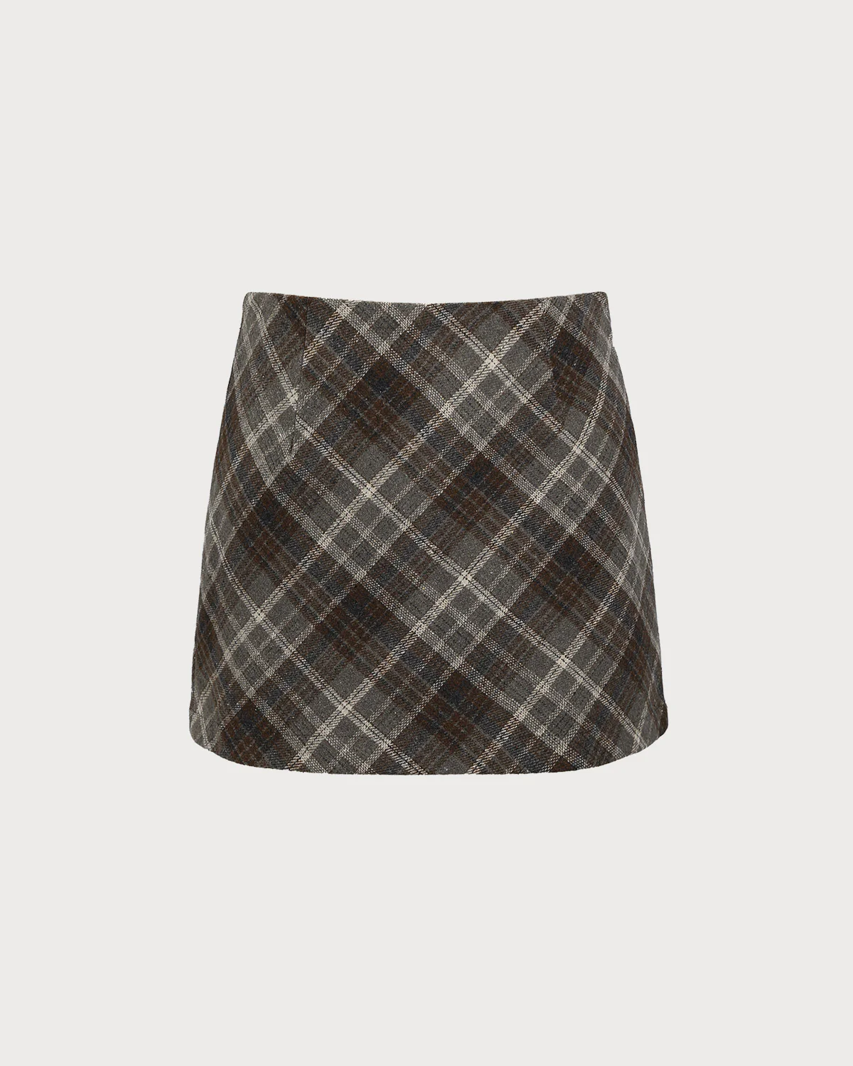 Brown Plaid A-Line Casual Mini Skirt