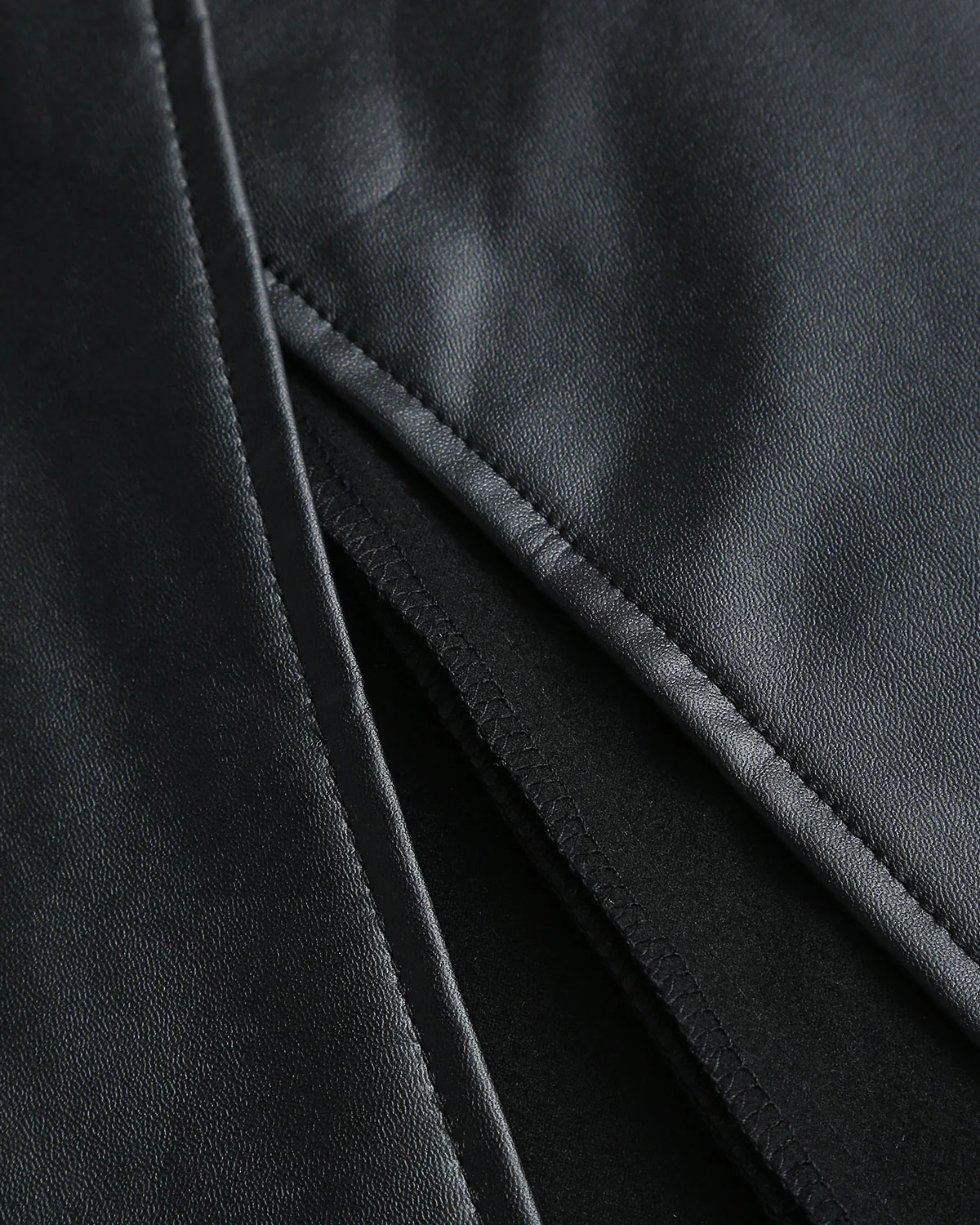 Black Straight Leather Midi Skirt