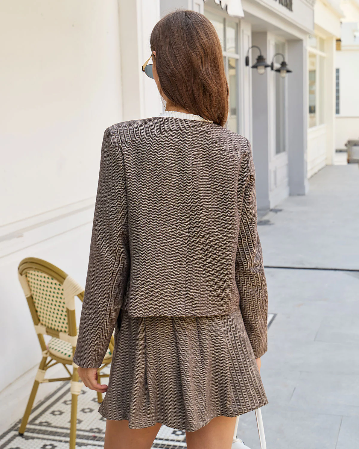 Brown Button Pockets Jacket