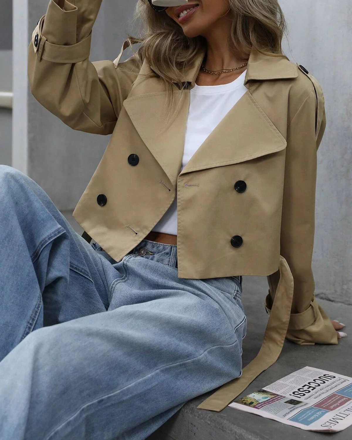 Khaki Double Breasted Jacket