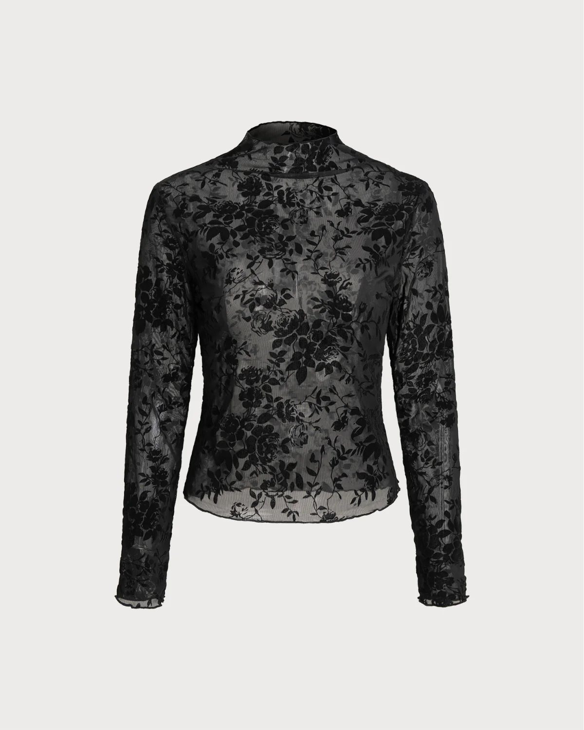 Black Floral See-through Tee