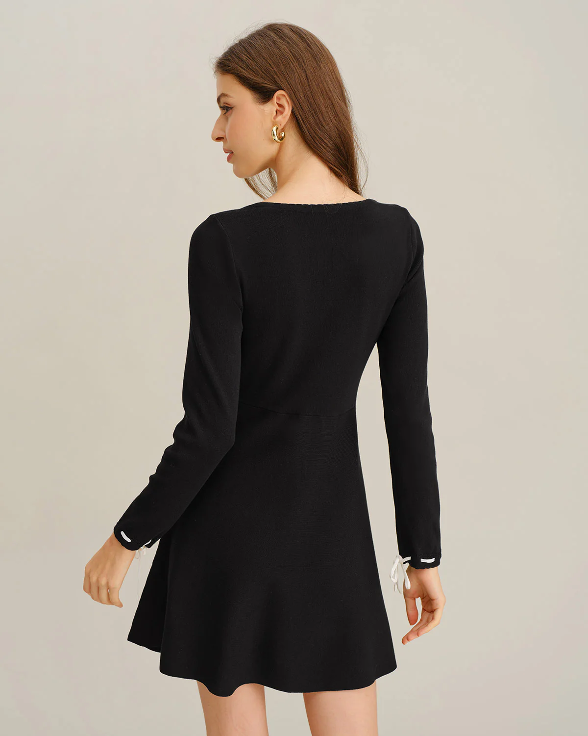 Black Contrasting A-Line Sweater Dress