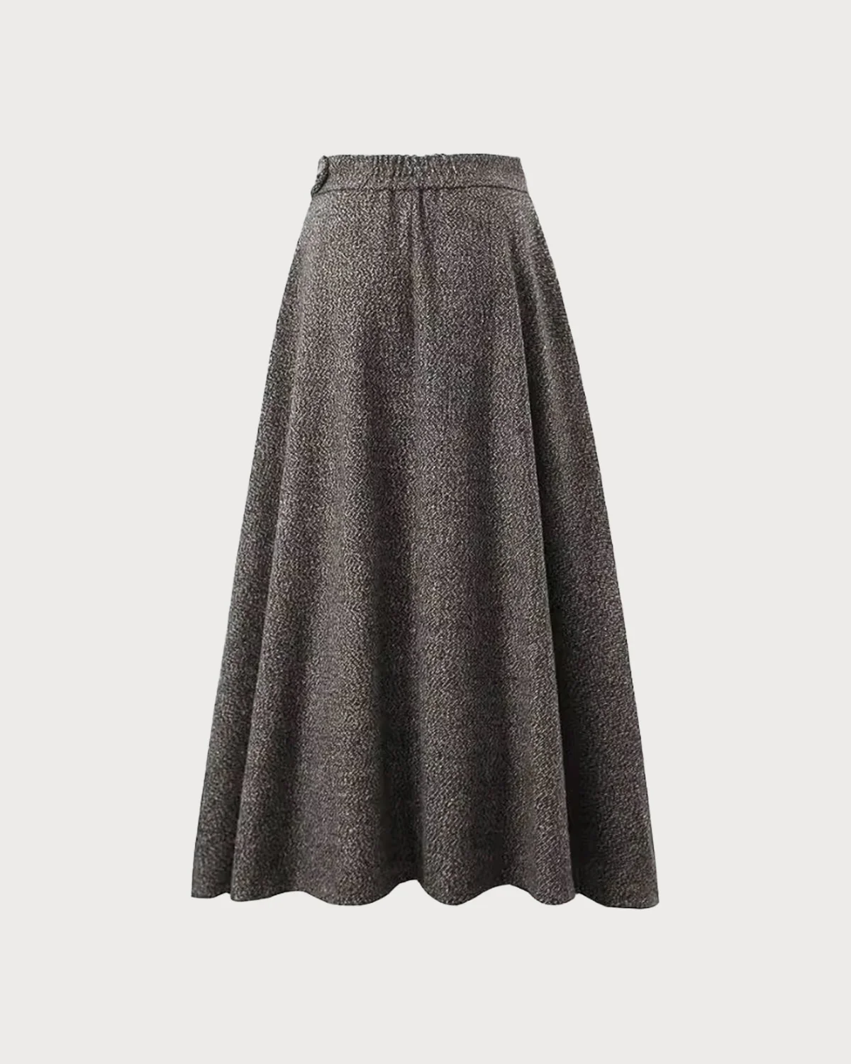 Grey A-Line Zipper Midi Skirt