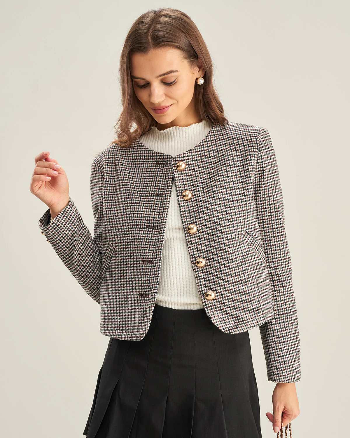 Black Button Pocket Blazer