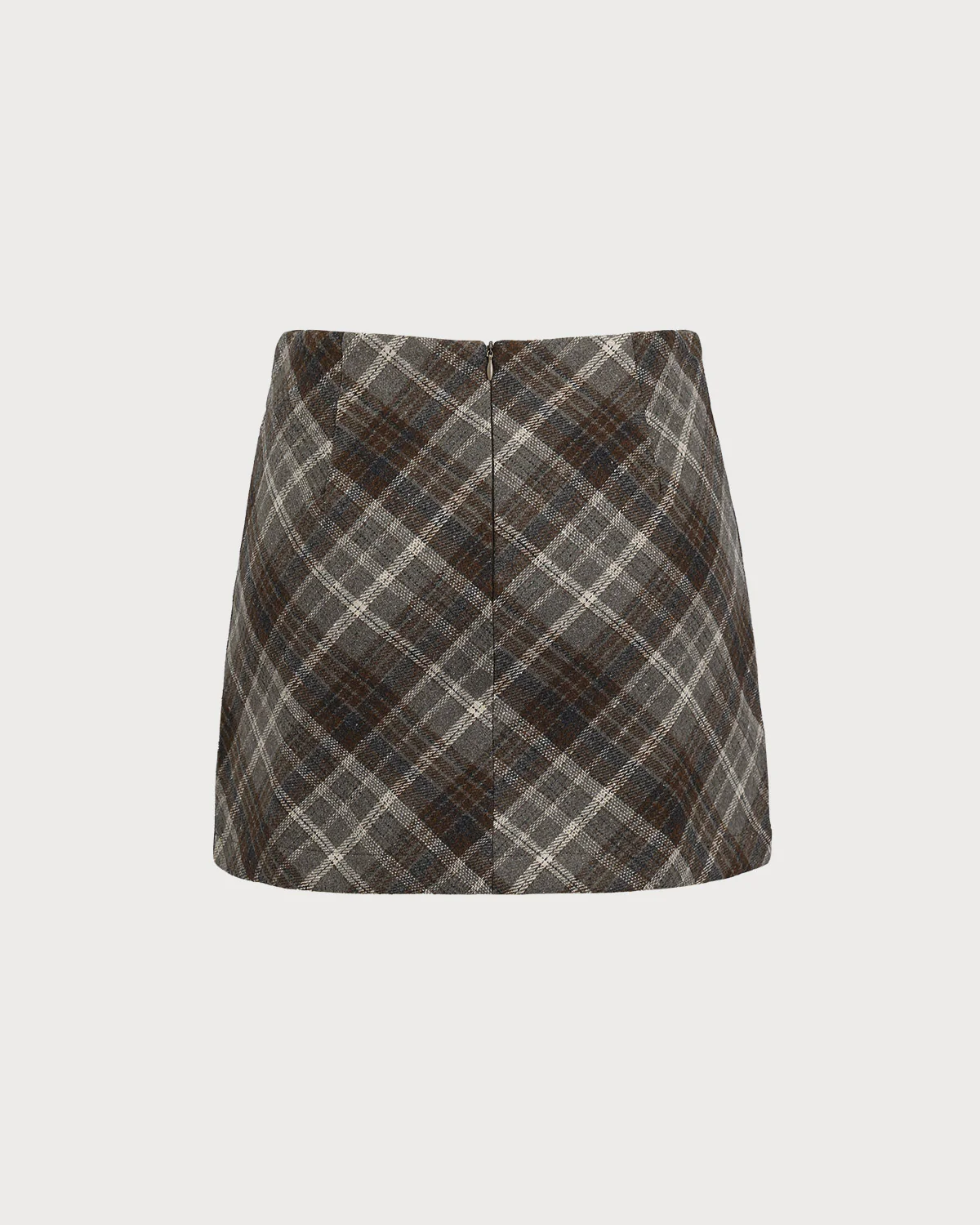Brown Plaid A-Line Casual Mini Skirt