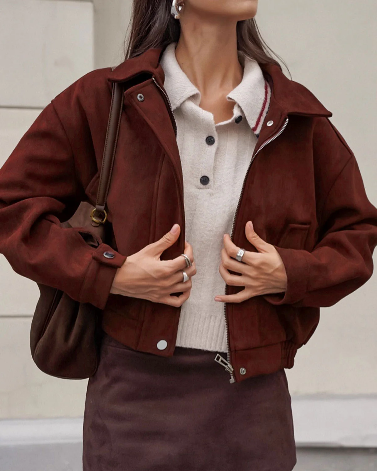 Wine Red Pocket Jacket