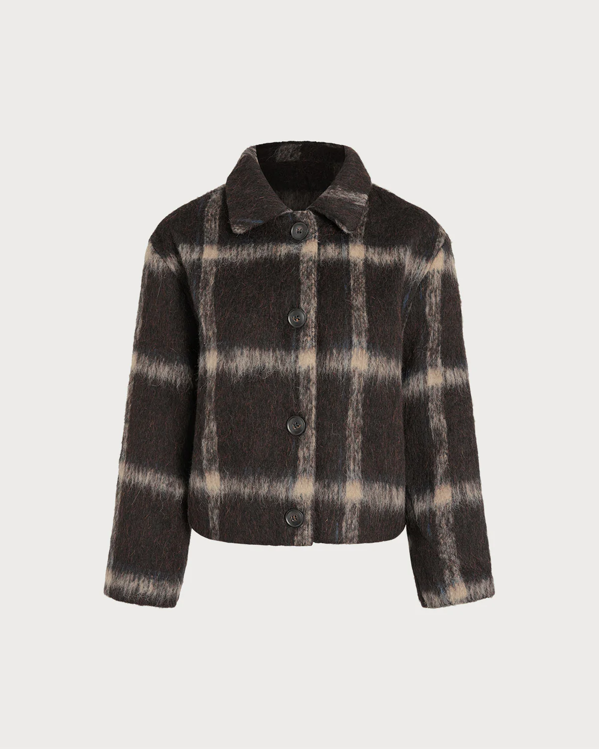 Coffee Plaid Single Breasted Jacket