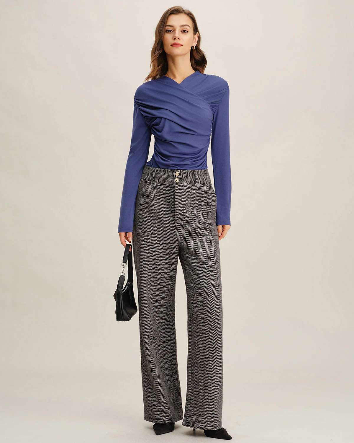Grey Tweed Straight Pants