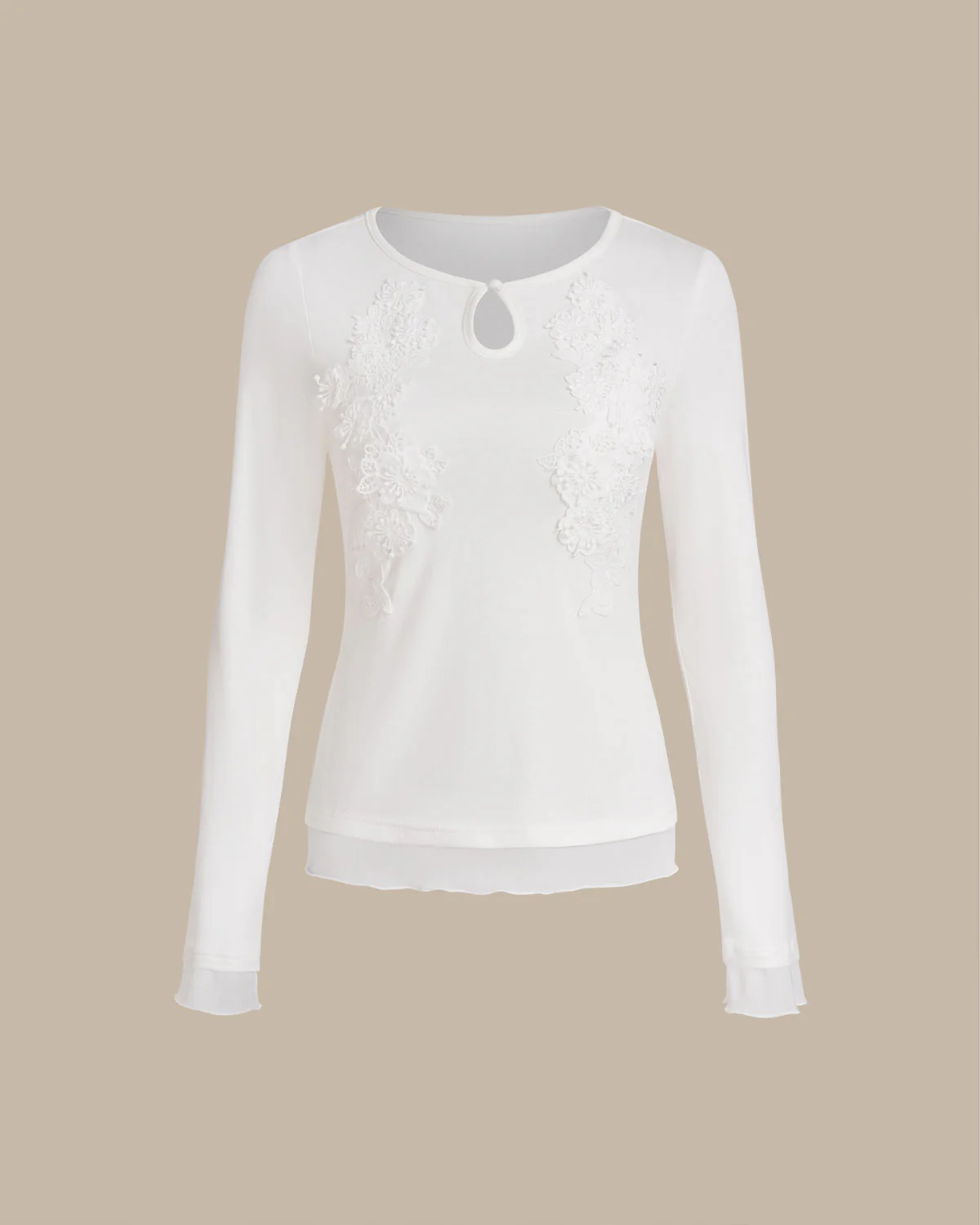 White Round Neck Knit Slim Tee