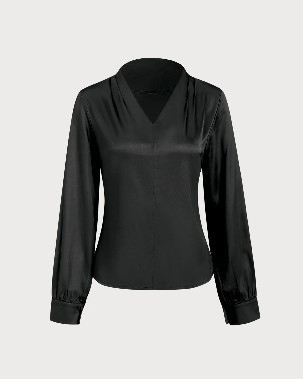 Black Satin V Neck Shirt