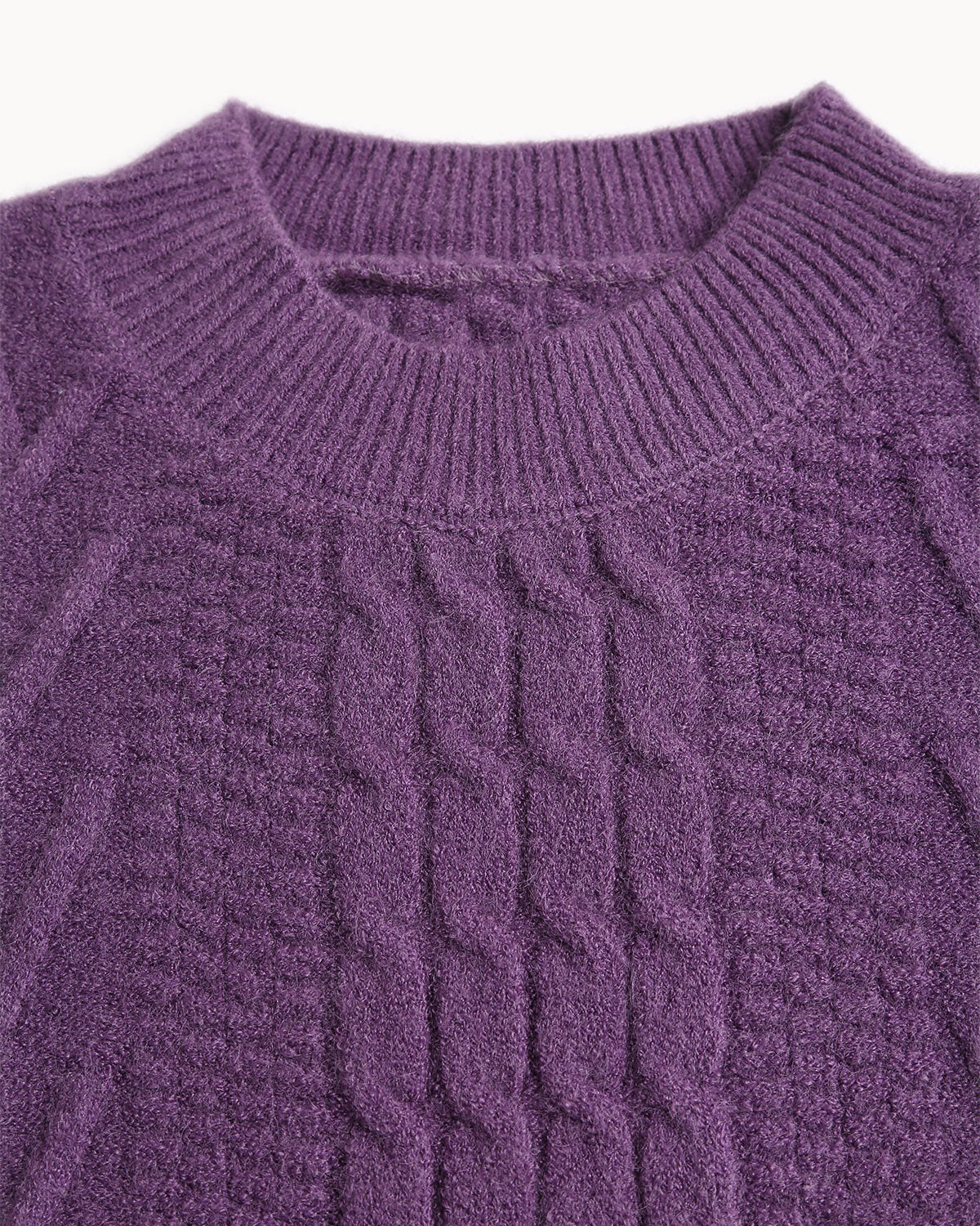 Purple Round Neck Loose Sweater