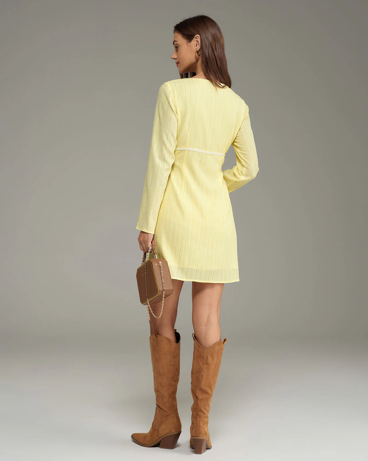 Yellow Square Neck A-Line Mini Dress