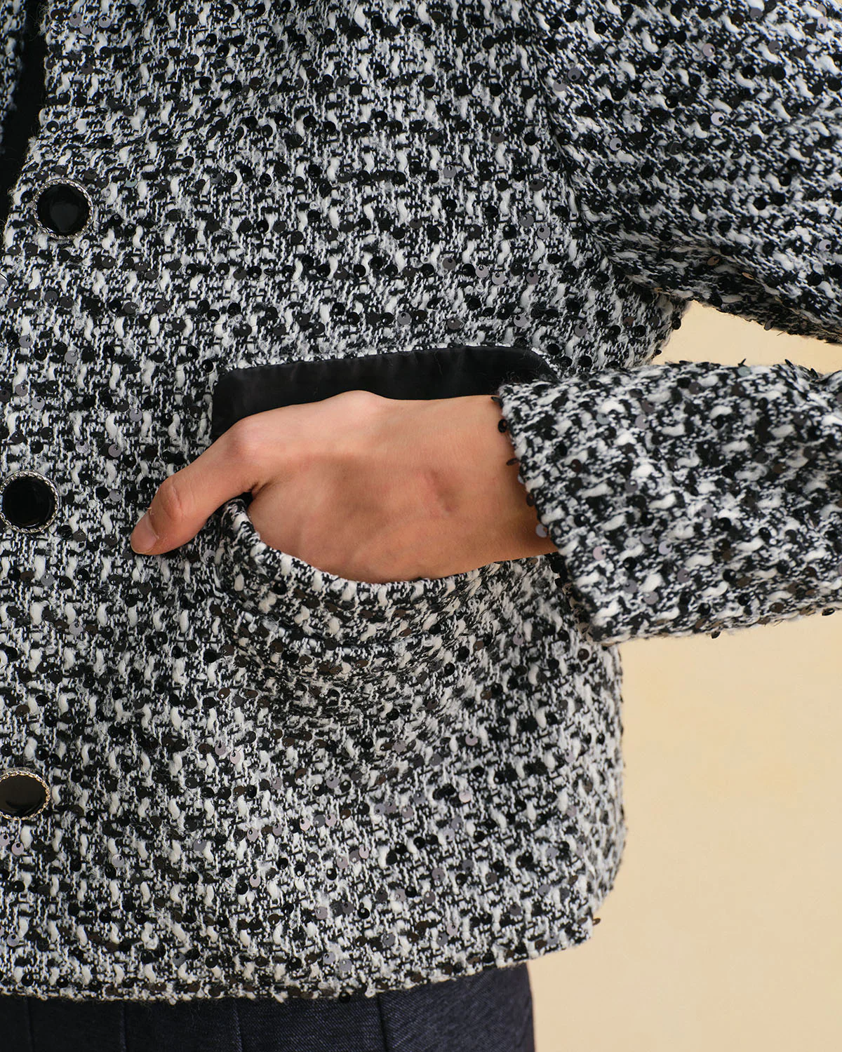 Grey Sequins Single Breasted Jacket