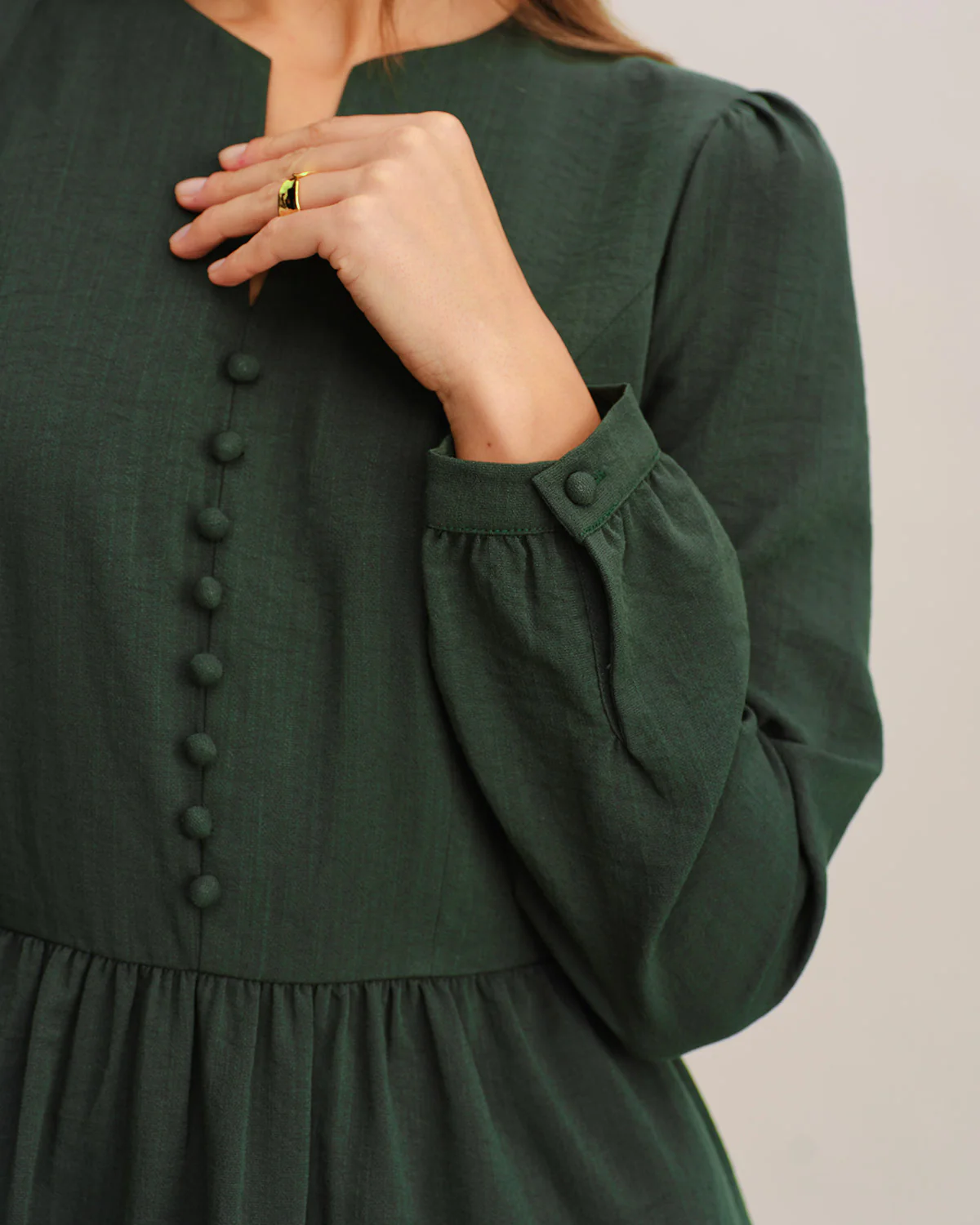 Green A-Line Pleated Midi Dress
