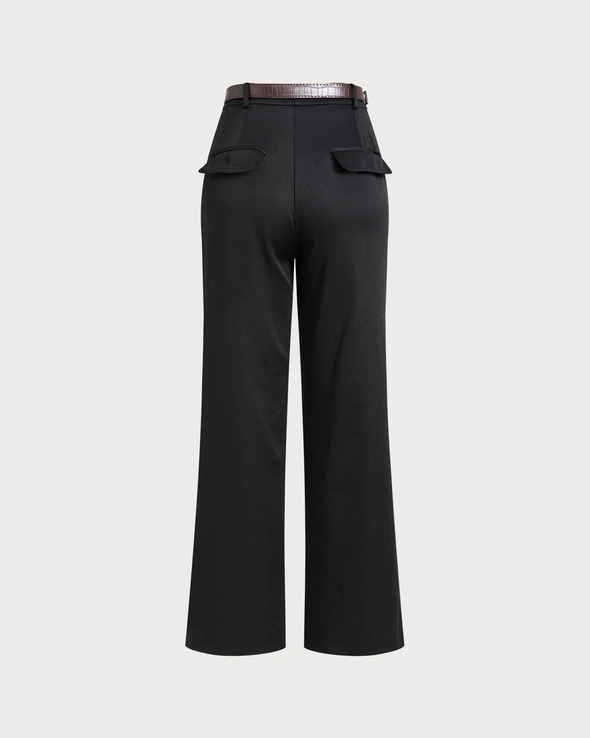 Black Straight Belted Pants