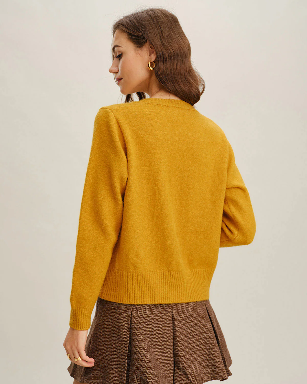 Yellow Single Breasted Knit Cardigan
