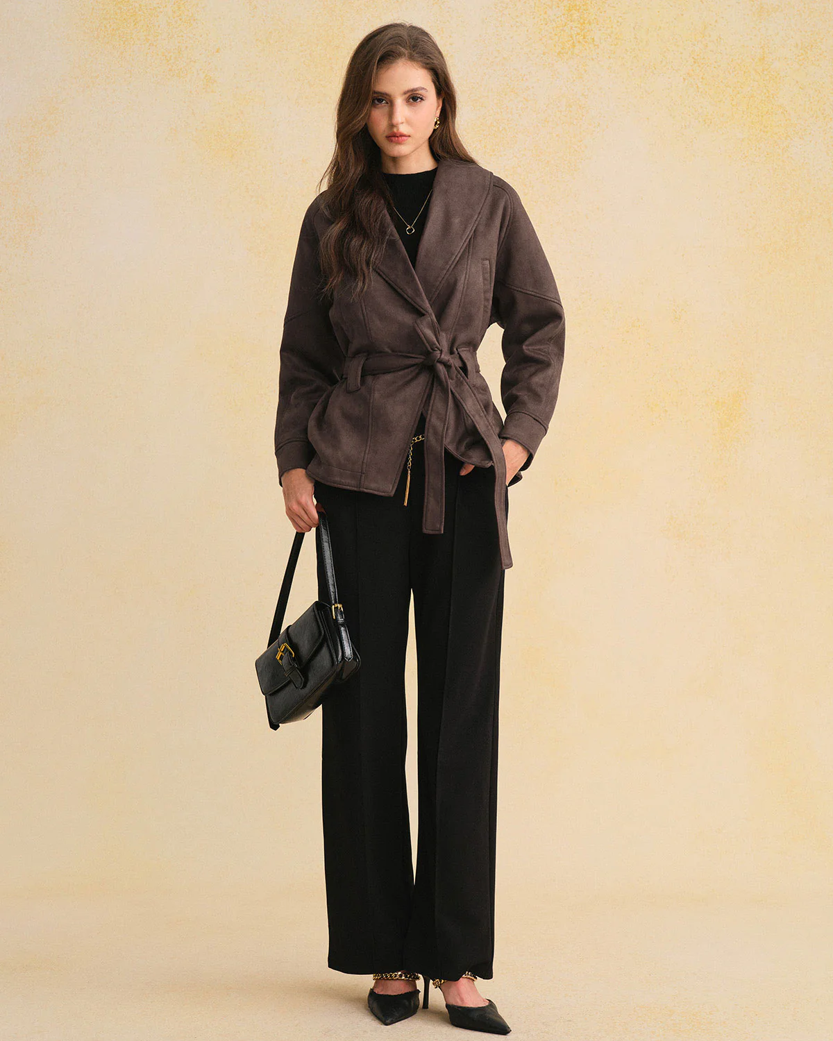 Coffee Loose Belted Jacket