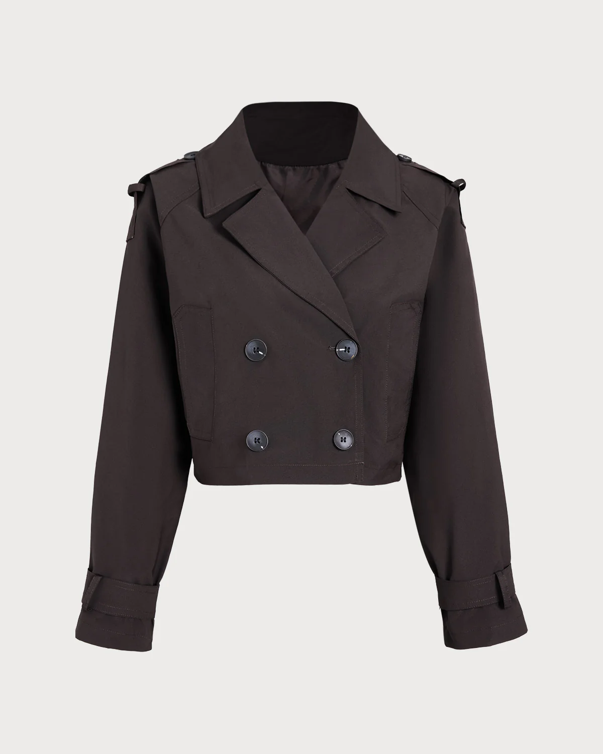 Coffee Double Breasted Cropped Jacket