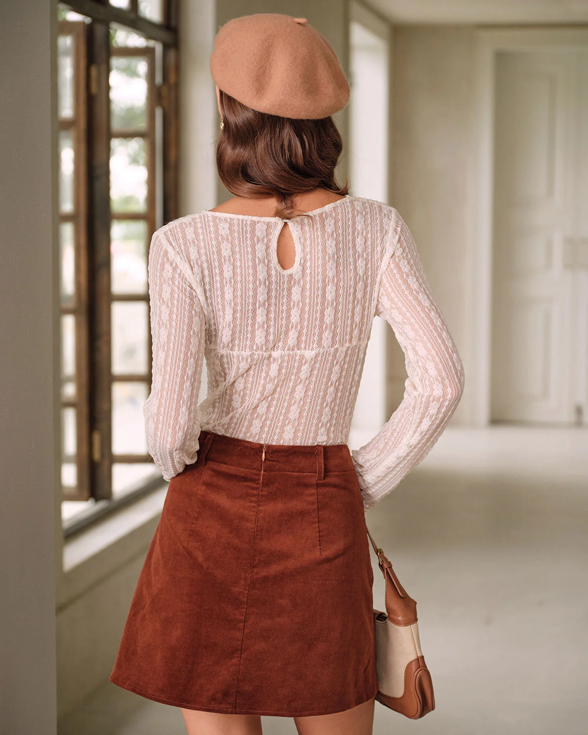 Apricot Textured See Through Tee