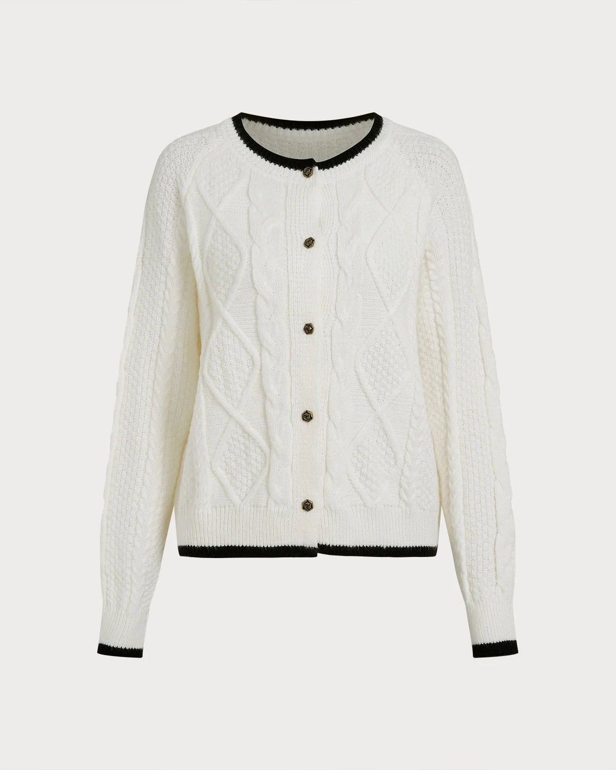 White Contrasting Single Breasted Knit Cardigan