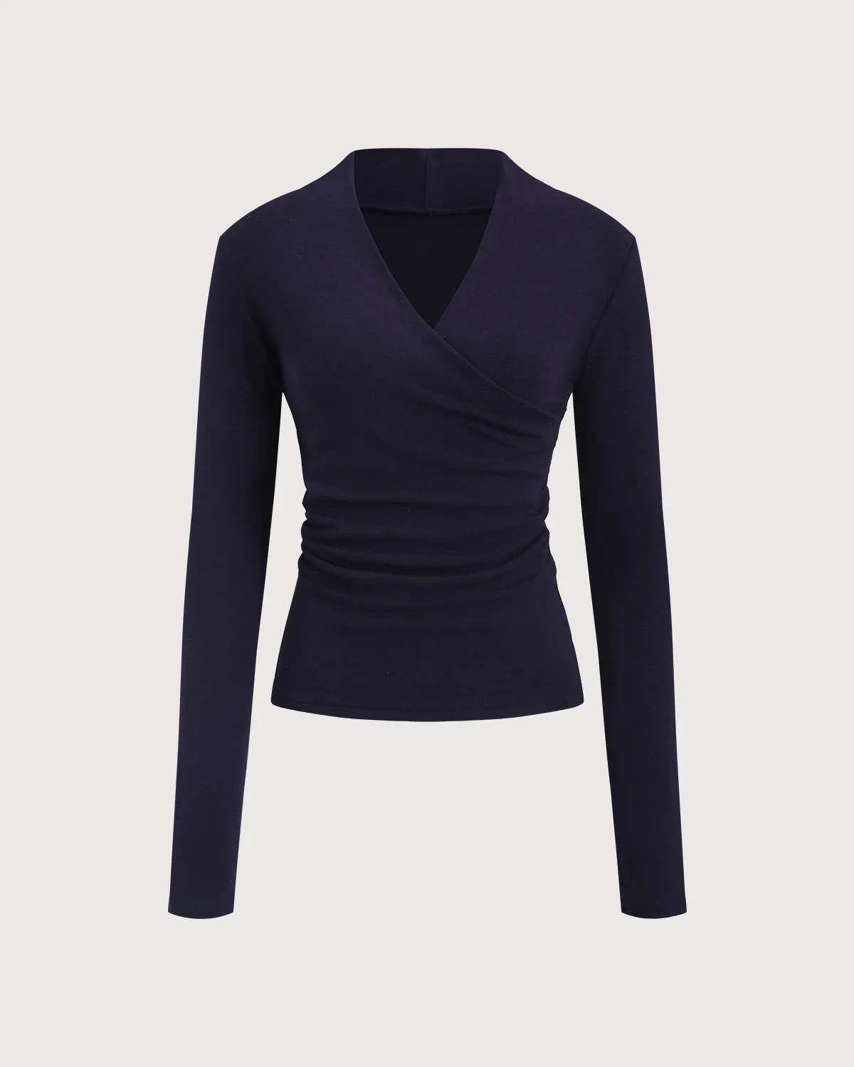 Navy Ruched Knit Tee