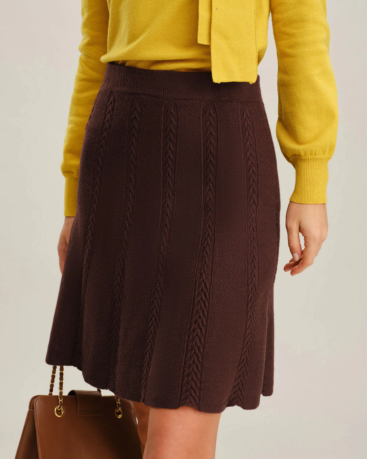 Coffee Textured A-Line Mini Skirt