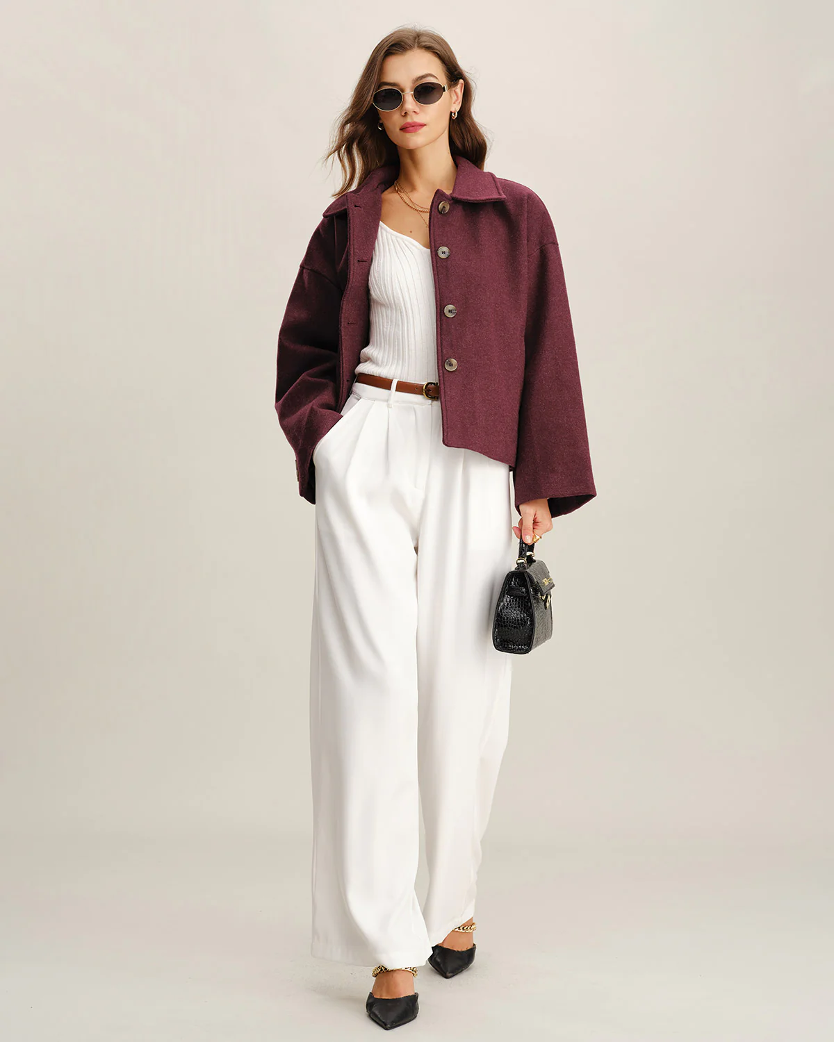 Wine Red Single Breasted Jacket